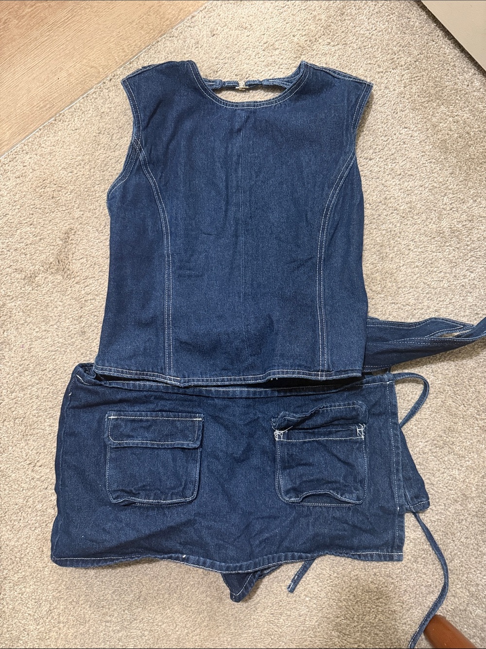 Princess Polly Dark Blue Denim Skirt-Shorts Set